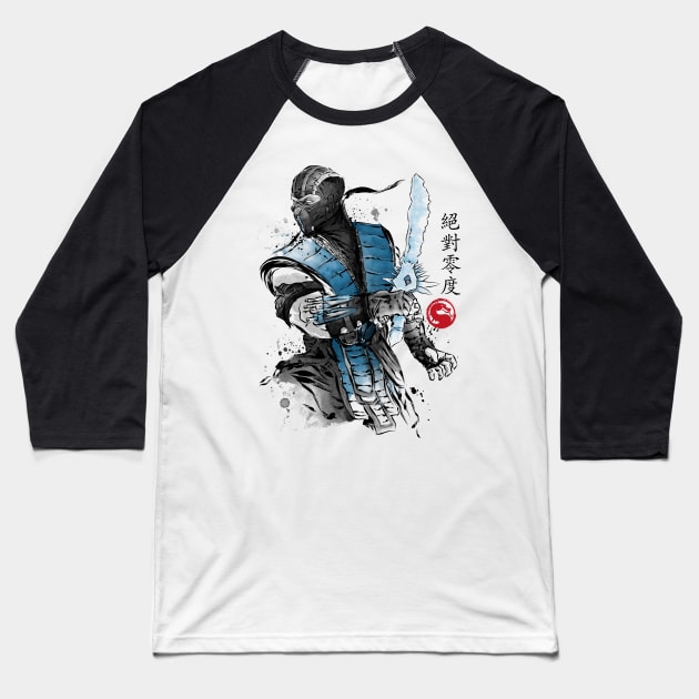 Ice Warrior sumi-e Baseball T-Shirt by DrMonekers